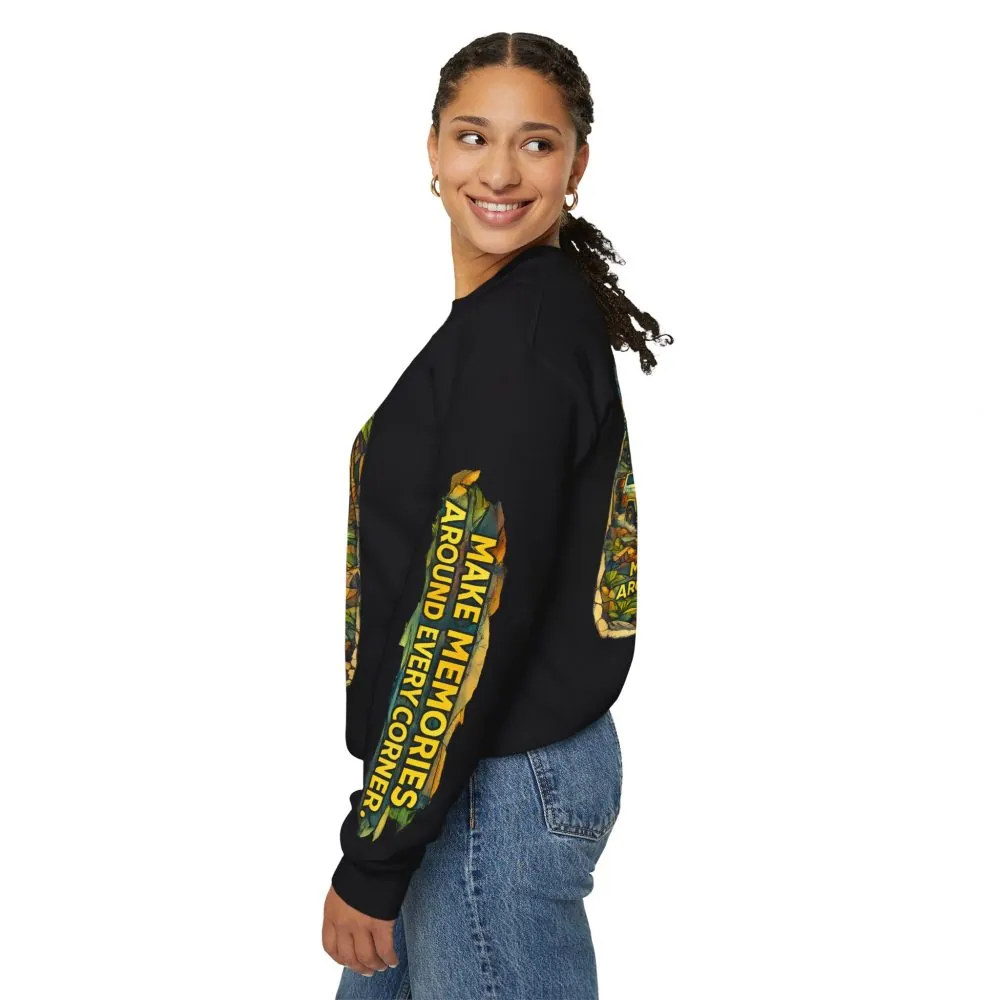4197533164617602099_2048.jpeg Unisex Heavy Blend™ Crewneck Sweatshirt — "Make Memories Around Every Corner" Design Cubic-Line