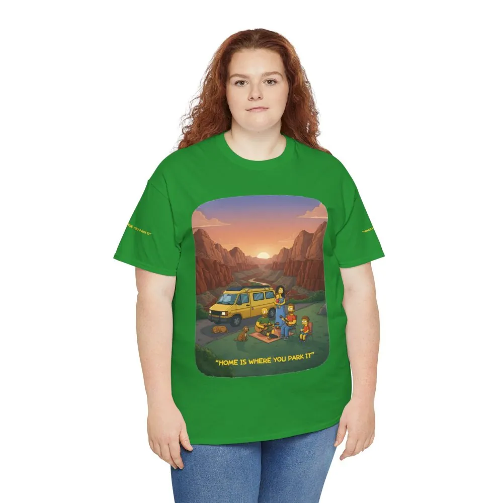 Unisex Heavy Cotton Tee — "Home Is Where You Park It" Design Sitcom-Line