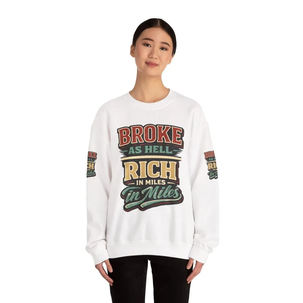 Unisex Heavy Blend™ Crewneck Sweatshirt — "Broke As Hell" Design F**K-Line