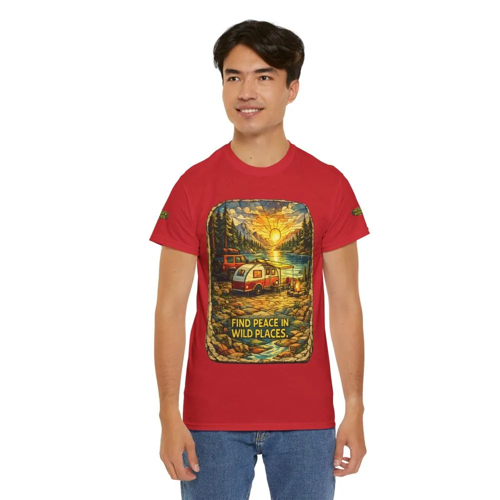 4203908683463909423_2048.jpeg Unisex Heavy Cotton Tee — "Find Peace In Wild Places" Design Cubic-Line