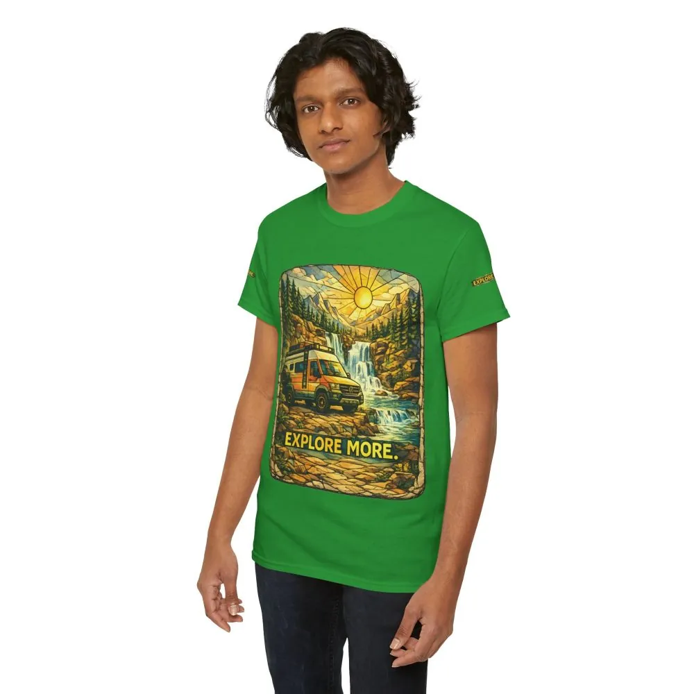 Unisex Heavy Cotton Tee — "Explore More" Design Cubic-Line