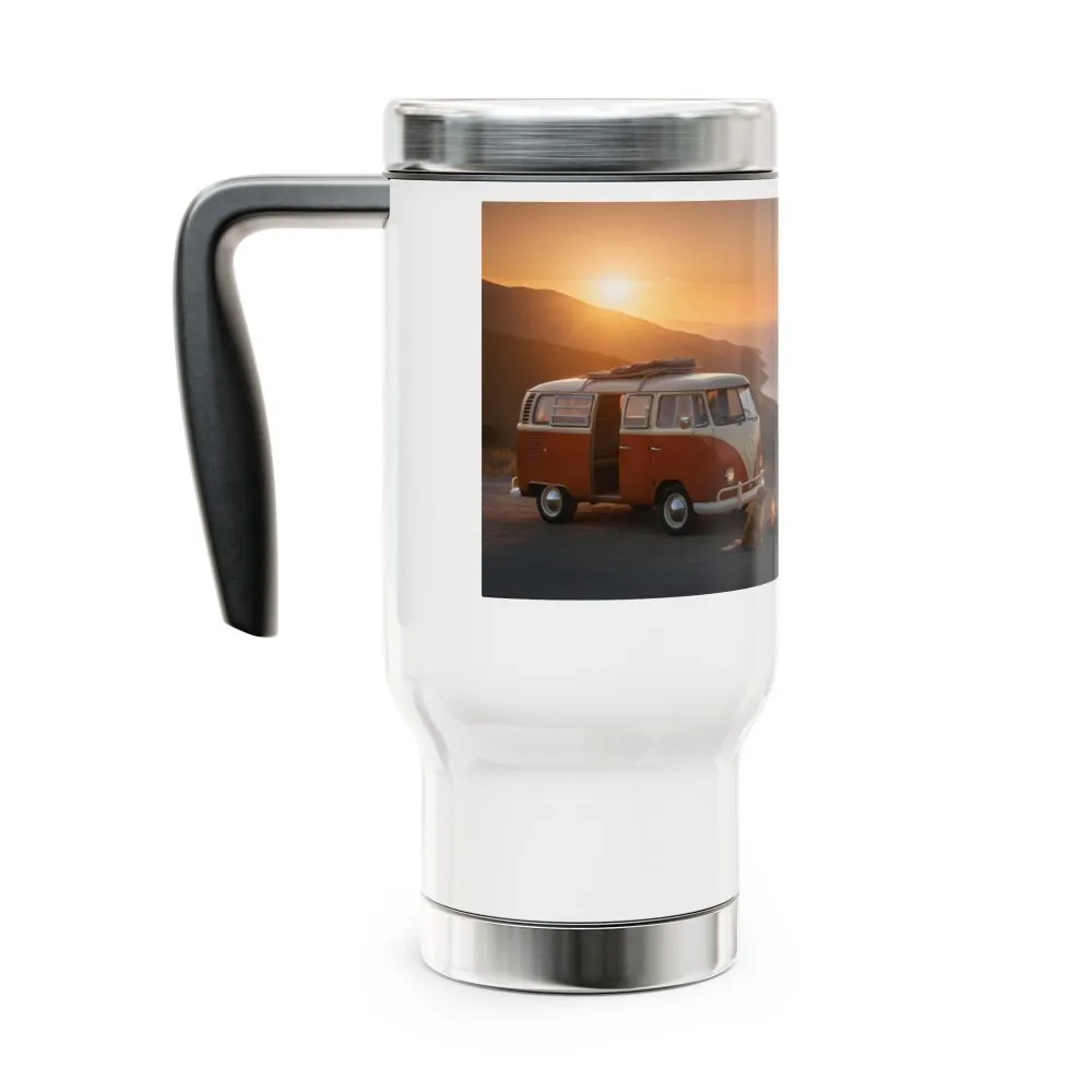 Stainless Steel Travel Mug with Handle, 14oz – "Home Is Where The Adventure Is"