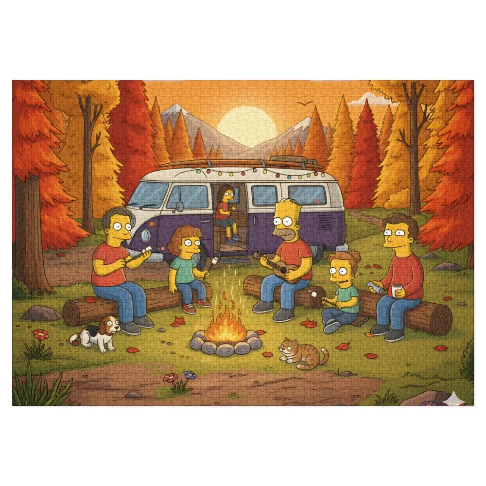4211915631527896239_2048.jpeg Jigsaw Puzzle with Tin — Autumn Van Bonfire Scene