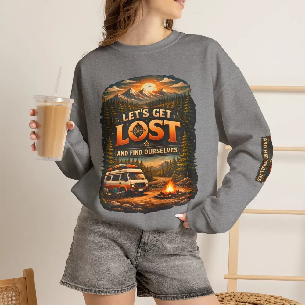 Unisex Heavy Blend™ Crewneck Sweatshirt — "Let´s Get Lost And Found Ourselfs" Design Scenic-Line