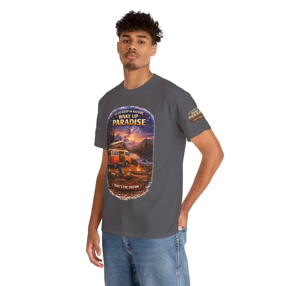 Unisex Heavy Cotton Tee — "Go Sleep In Nature" Design Scenic-Line