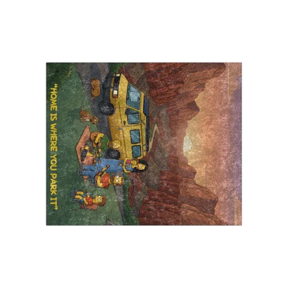 Crushed Velvet Blanket —"Home Is Where You Park It" Design Sitcom-Line (Campervan)