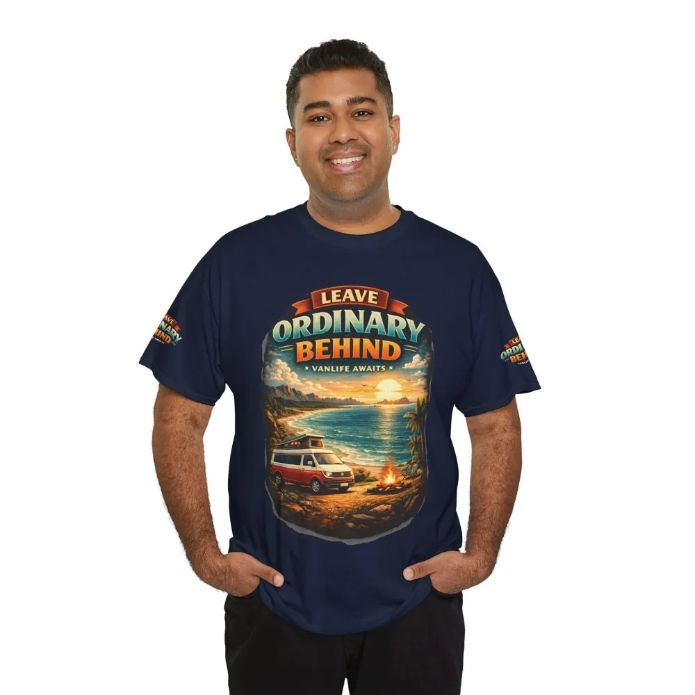 Unisex Heavy Cotton Tee — "Leave Ordinary Behind" Design Scenic-Line
