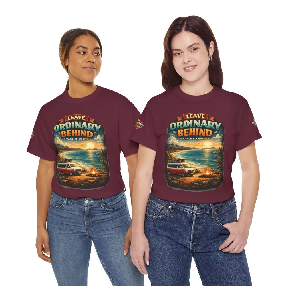 Unisex Heavy Cotton Tee — "Leave Ordinary Behind" Design Scenic-Line