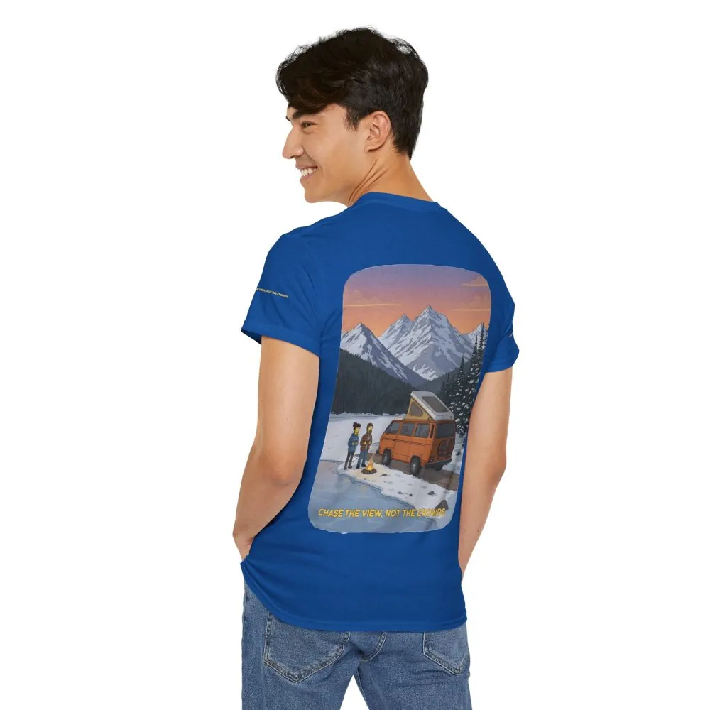 Unisex Heavy Cotton Tee — "Chase The Views-Not The Crowds" Design Sitcom-Line