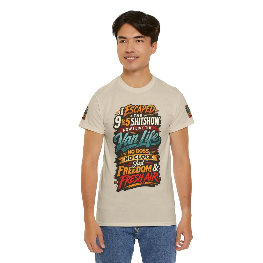 4242756877258799025_2048.jpeg Unisex Heavy Cotton Tee — "I Escaped The 9 To 5" Design F**K-Line