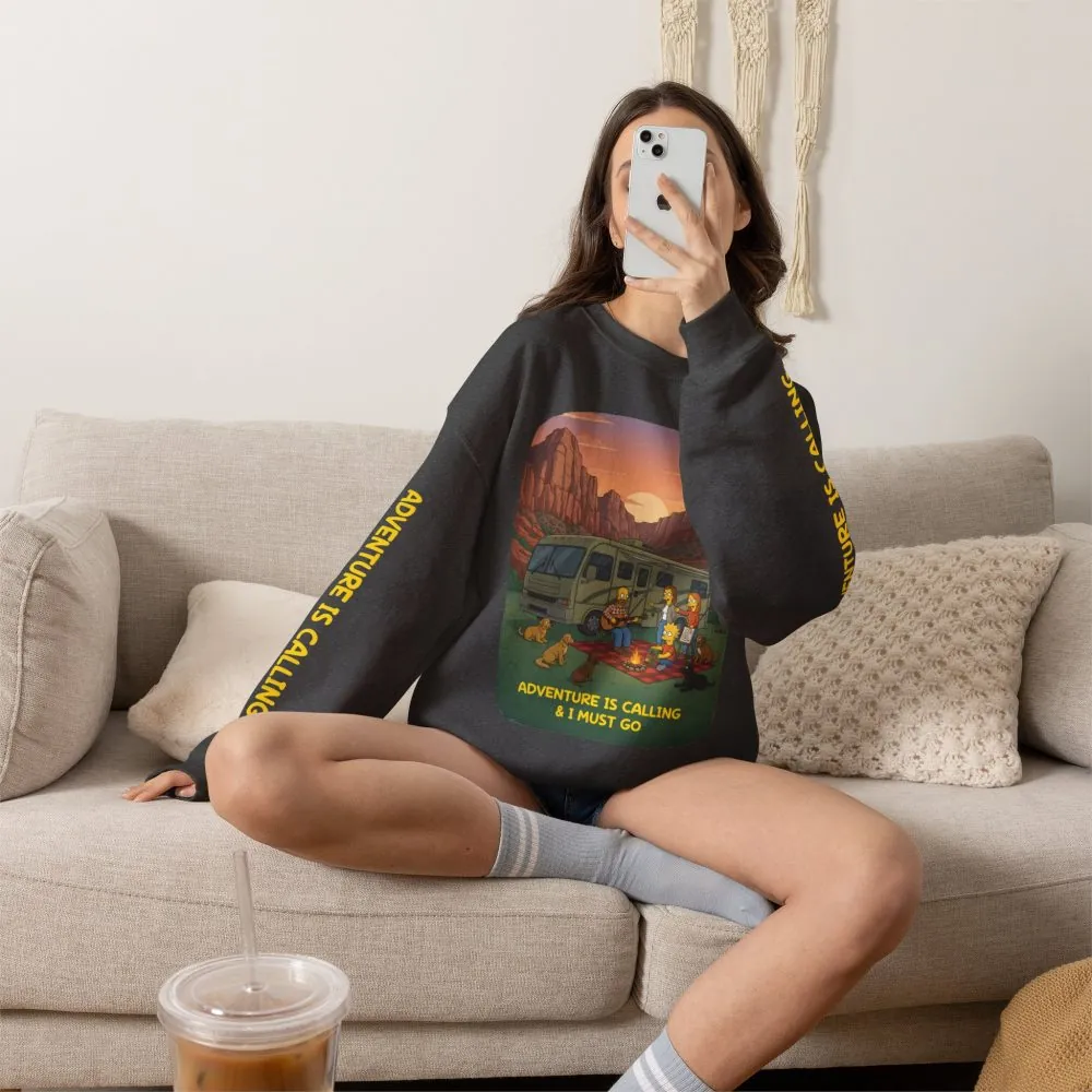 4250806640666712664_2048.jpeg Unisex Heavy Blend™ Crewneck Sweatshirt — "Adventure Is Calling-I Must Go" Design Sitcom-Line