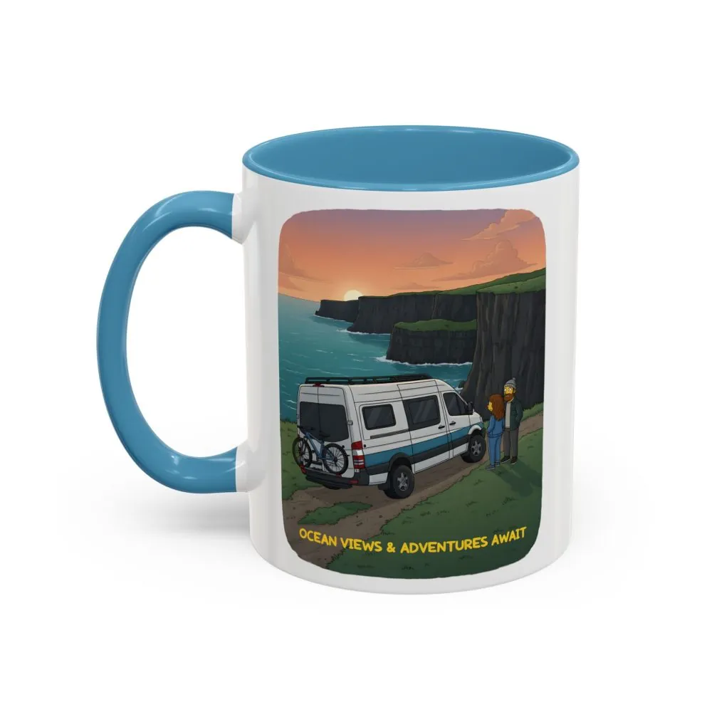 Accent Coffee Mug (11, 15oz) — "Ocean Views-Adventures Awaits" Design Sitcom-Line