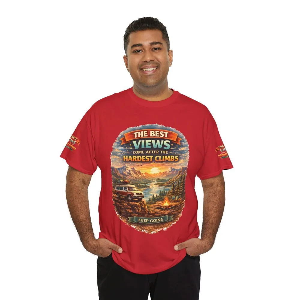 Unisex Heavy Cotton Tee — "The Best Views" Design Scenic-Line