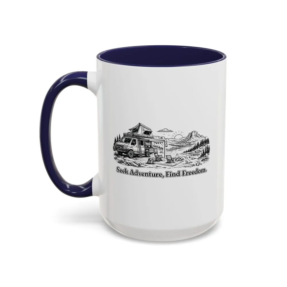 4265595431743039382_2048.jpeg Accent Coffee Mug (11, 15oz) — "Seek Adventure, Find Freedom" Design Minimal-Line