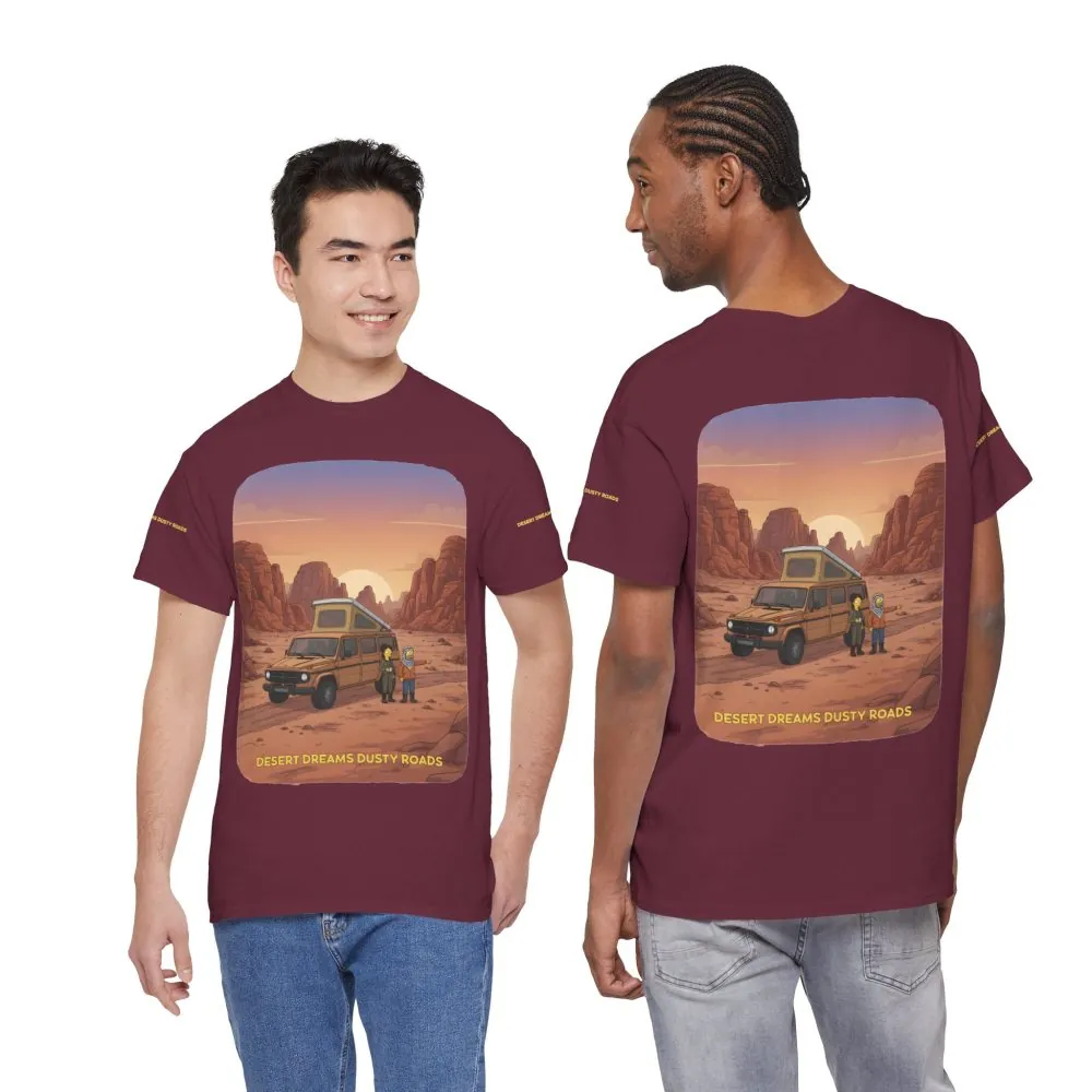 Unisex Heavy Cotton Tee — "Desert Dreams Dusty Roads" Design Sitcom-Line