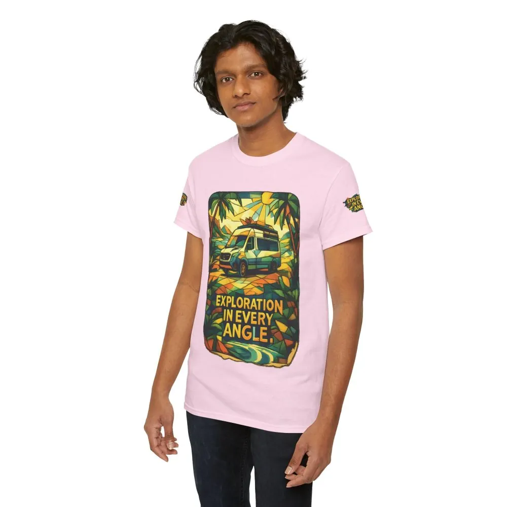 Unisex Heavy Cotton Tee — "Exploration In Every Angle" Design Cubic-Line