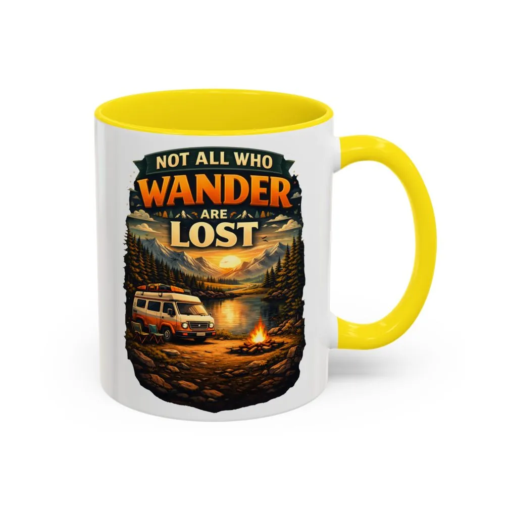Accent Coffee Mug (11, 15oz) — "Not All Who Wander Are Lost" Design Scenic-Line