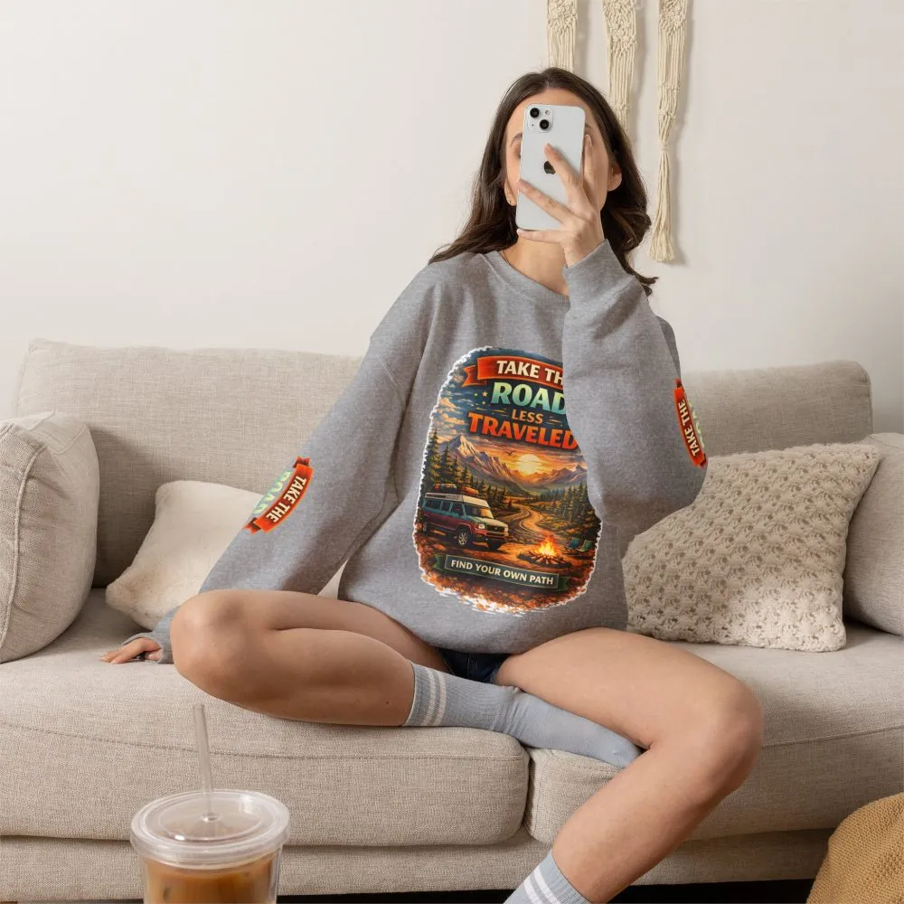 4289606063505311124_2048.jpeg Unisex Heavy Blend™ Crewneck Sweatshirt — "Take The Road Less Traveled" Design Scenic-Line