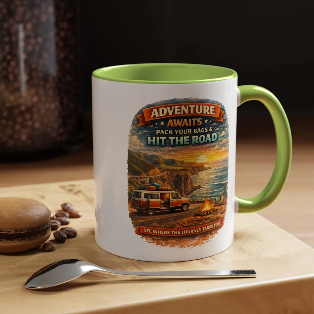 4296614675314064292_2048.jpeg Accent Coffee Mug (11, 15oz) — "Adventure Awaits-Pack Your Bags" Design Scenic-Line