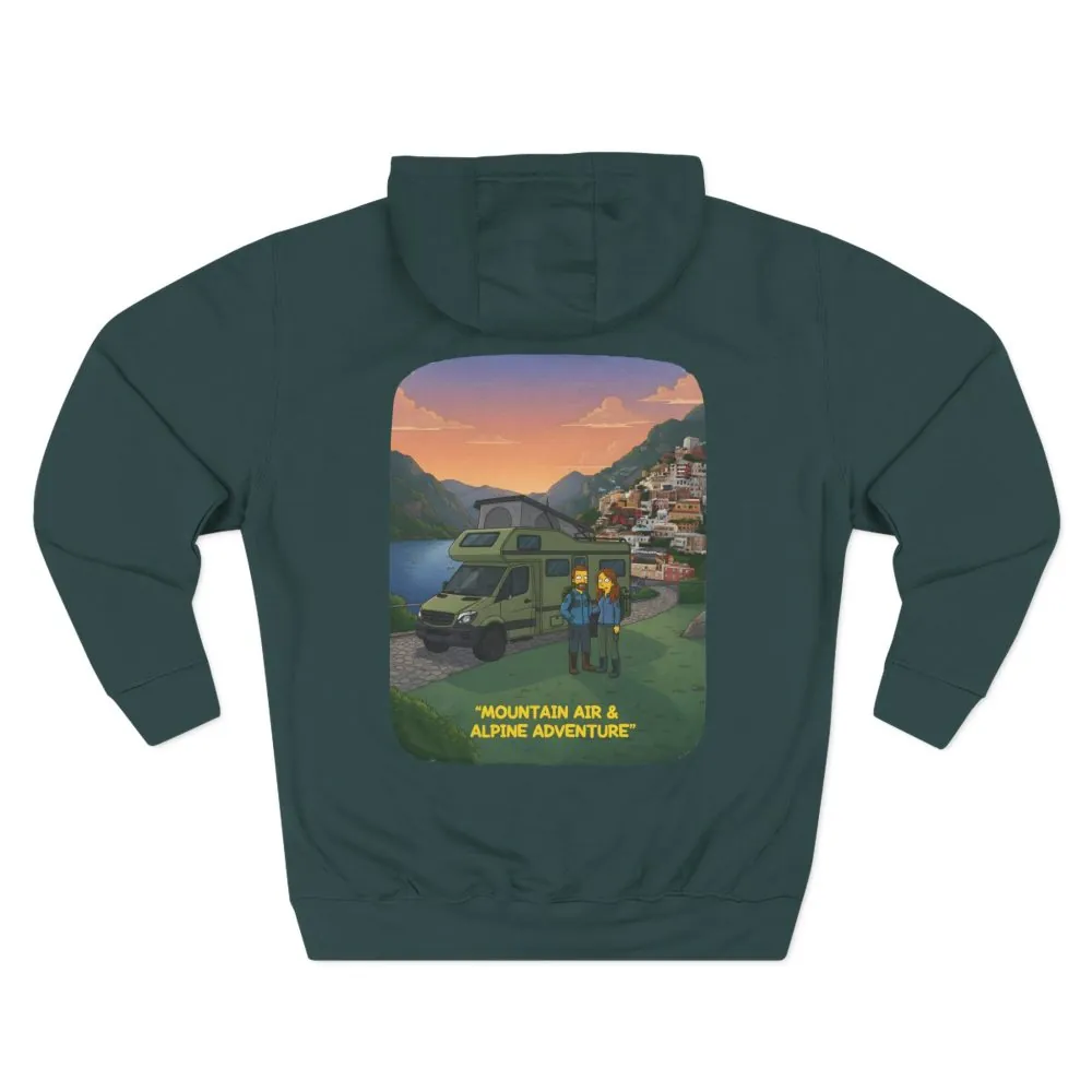 Three-Panel Fleece Hoodie - "Mountain Air And Alpine Adventure"" Design Sitcom-Line