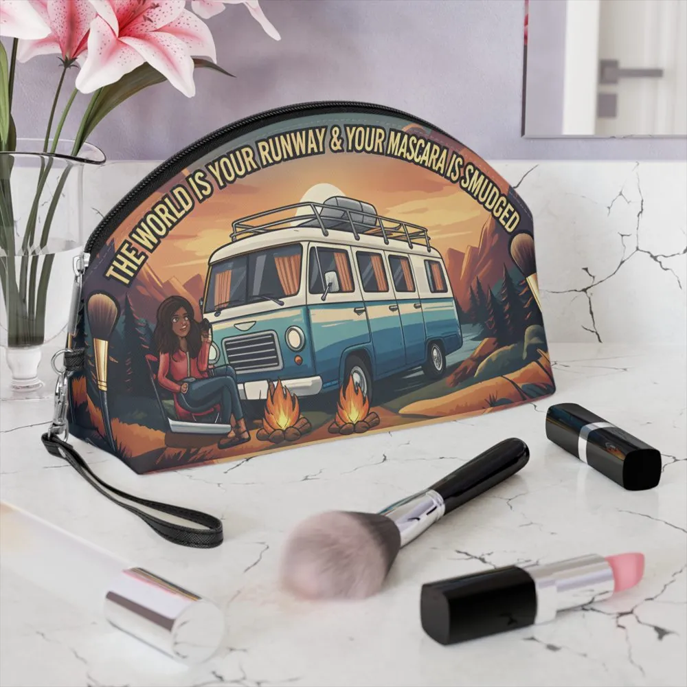 Makeup Bag — "The World Is Your Runway and Your Mascara Is smuged" campervan quoted