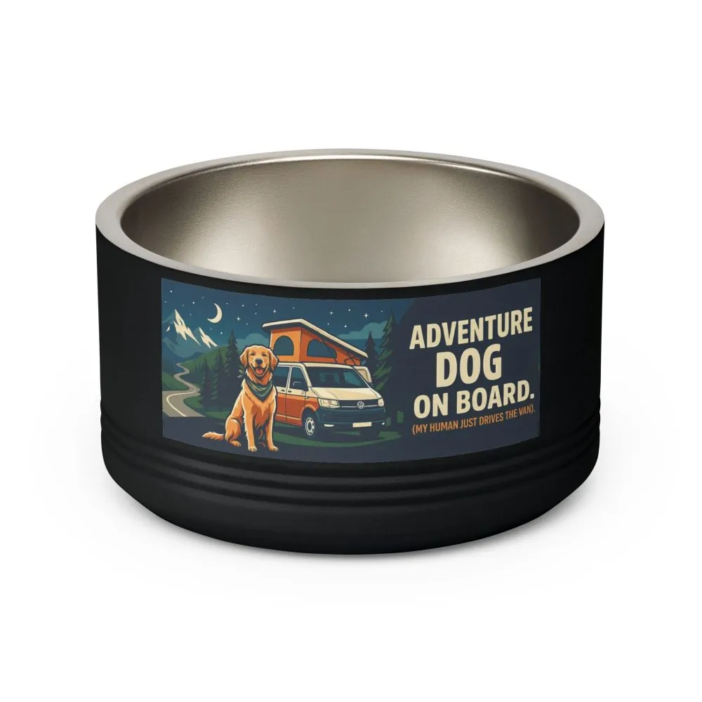 Pet Bowl — "Adventure Dog On Board " 18oz Camper & Hiking Dog Travel Bowl