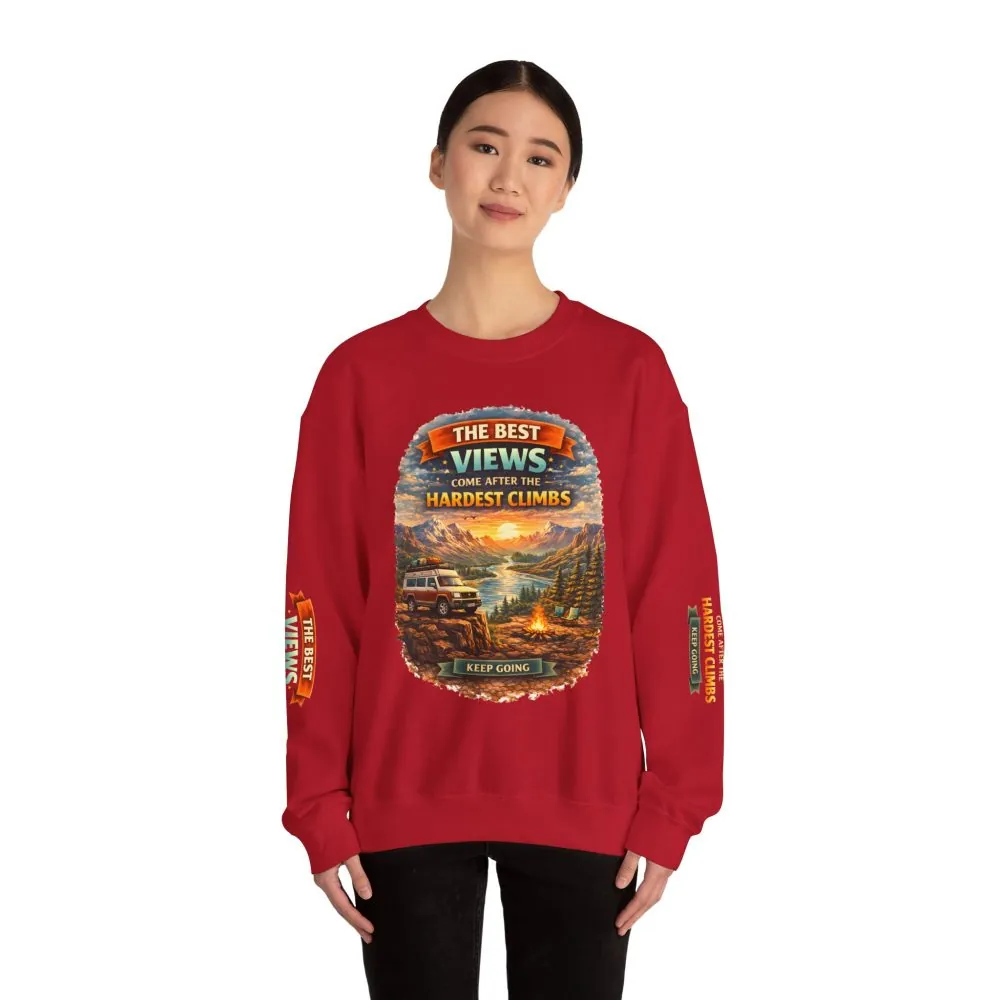 Unisex Heavy Blend™ Crewneck Sweatshirt — "The Best Views" Design Scenic-Line