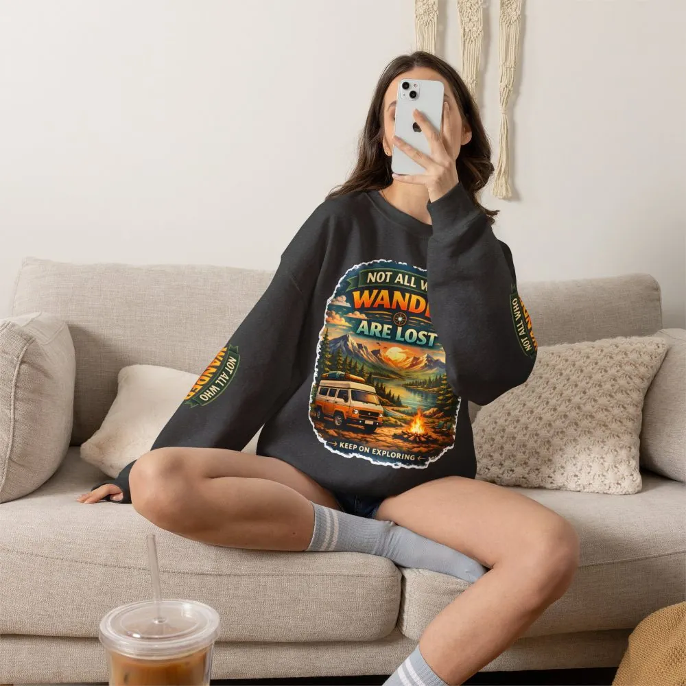 431286052287935227_2048.jpeg Unisex Heavy Blend™ Crewneck Sweatshirt — "Not All Who Wander Are Lost" Design Scenic-Line