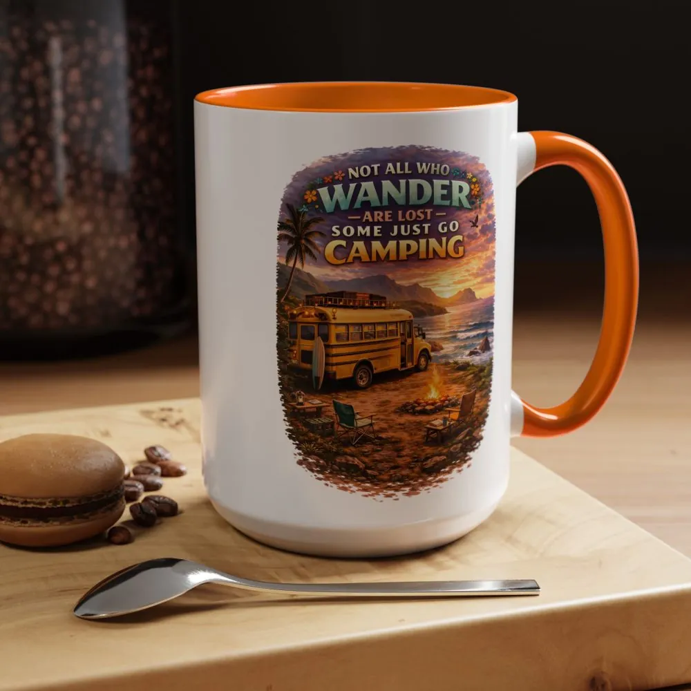 Accent Coffee Mug (11, 15oz) — "Not All Who Wander Are Lost" Design Scenic-Line