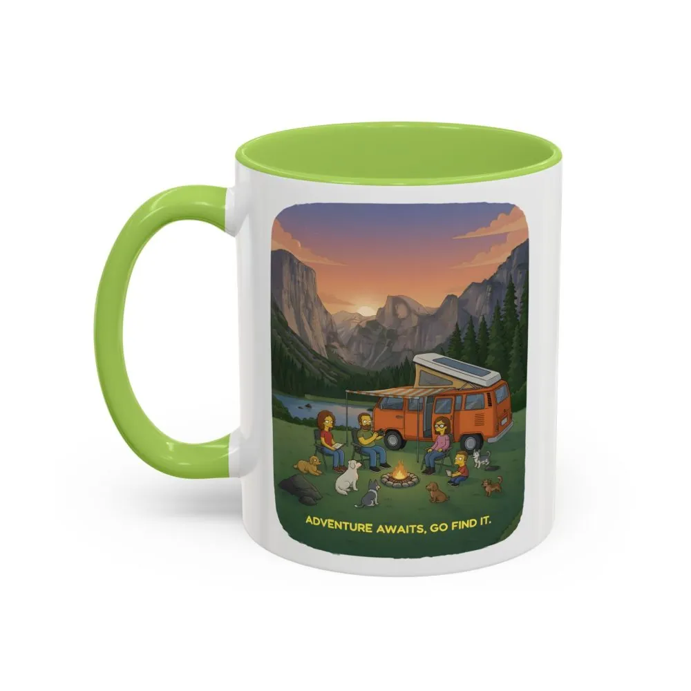 Accent Coffee Mug (11, 15oz) — "Adventure Awaits-Go Find It"" Design Sitcom-Line