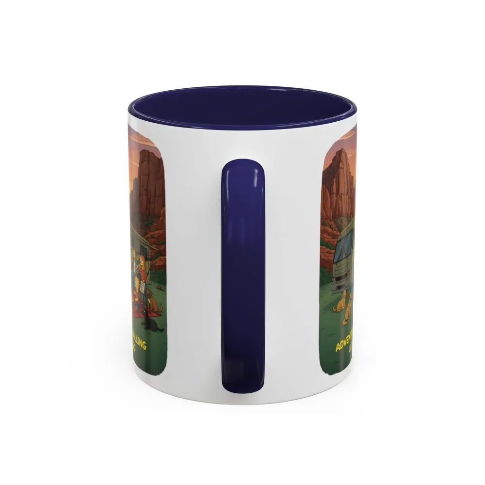 Accent Coffee Mug (11, 15oz) — "Adventure Is Calling-I Must Go" Design Sitcom-Line