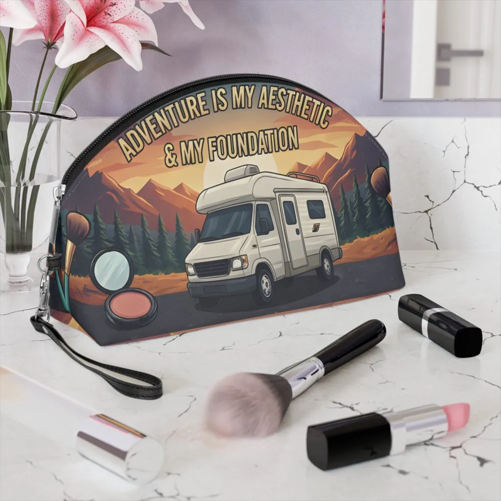 Makeup Bag — "Adventure Is My Aesthetic and My Foundation" campervan quoted