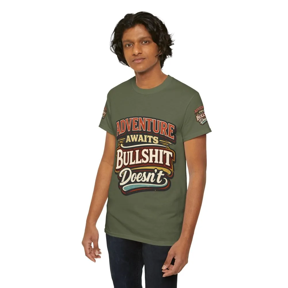 Unisex Heavy Cotton Tee — "Adventure Awaits" Design F**K-Line