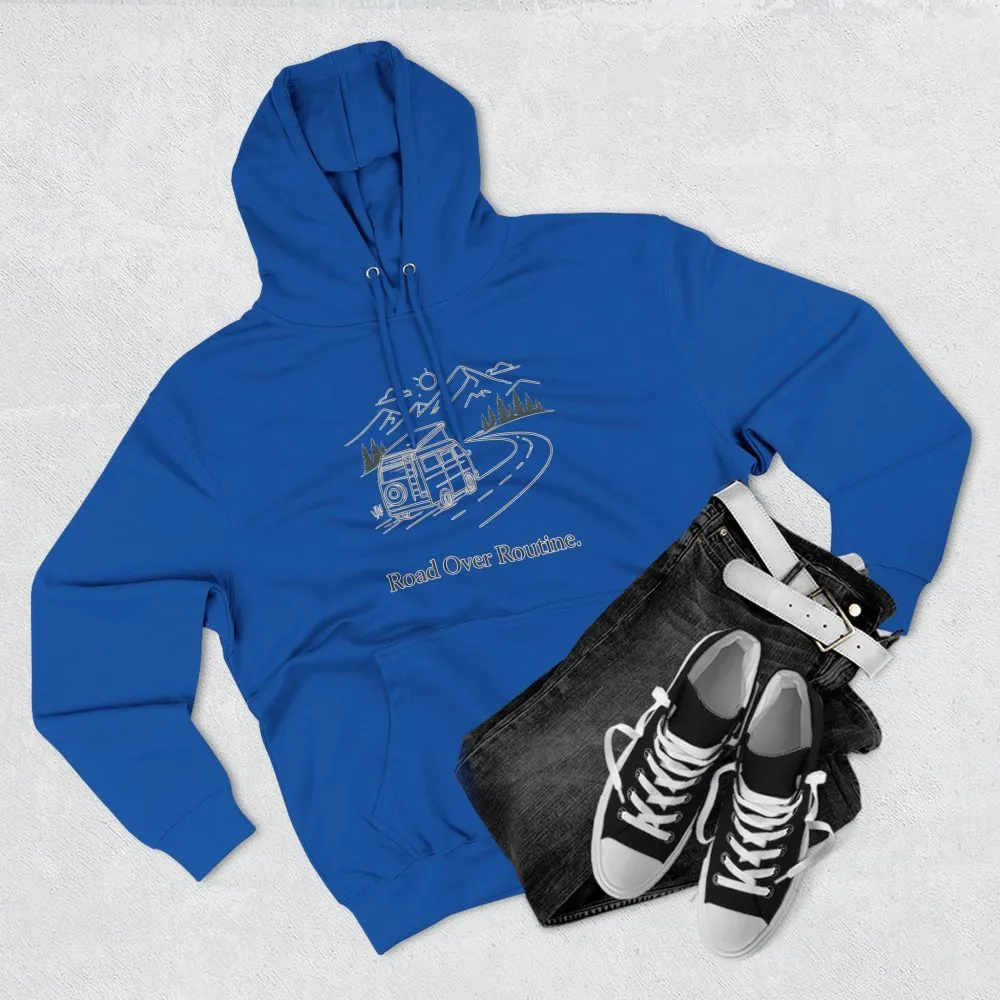 4328941277589518141_2048.jpeg Three-Panel Fleece Hoodie - "Road Over Routine" Design Minimal-Line