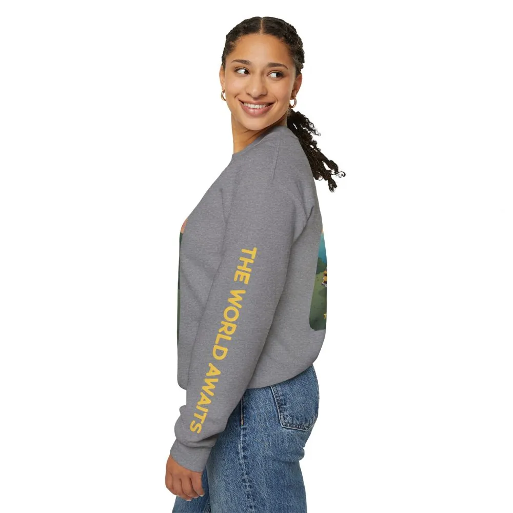 4334353320673483610_2048.jpeg Unisex Heavy Blend™ Crewneck Sweatshirt — "The World Awaits" Design Sitcom-Line