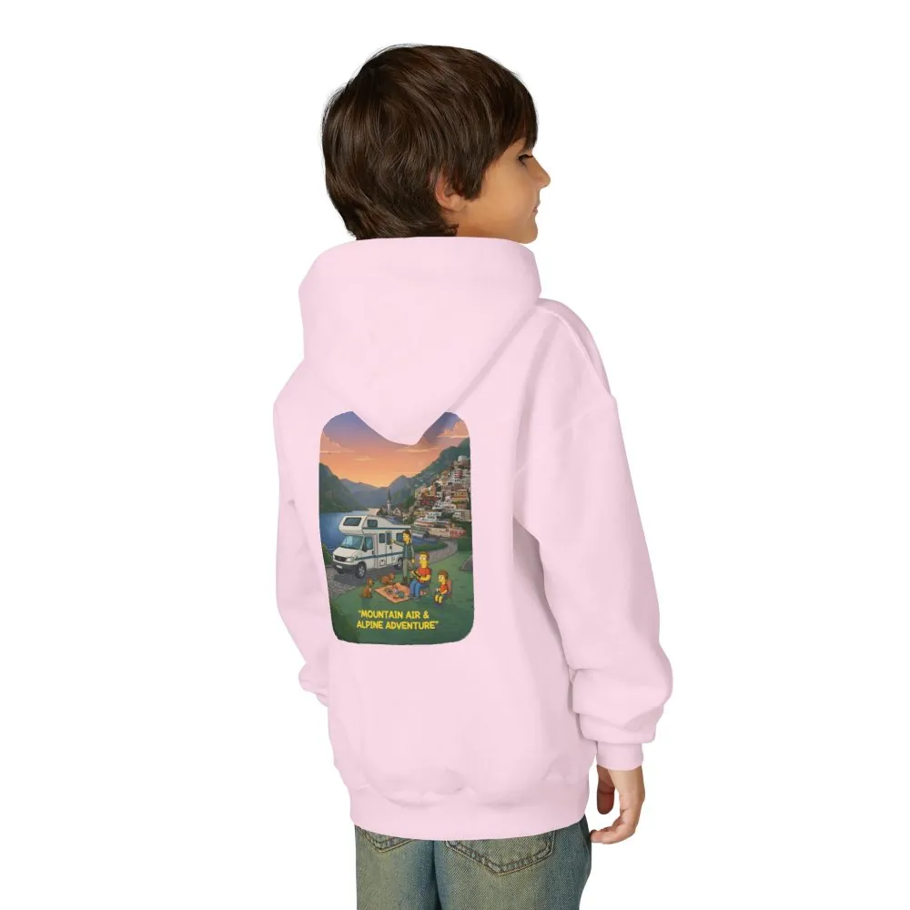 Youth Hoodie(Gildan) – "Mountain Air-Alpine Adventure" (Design Sitcom-Line)