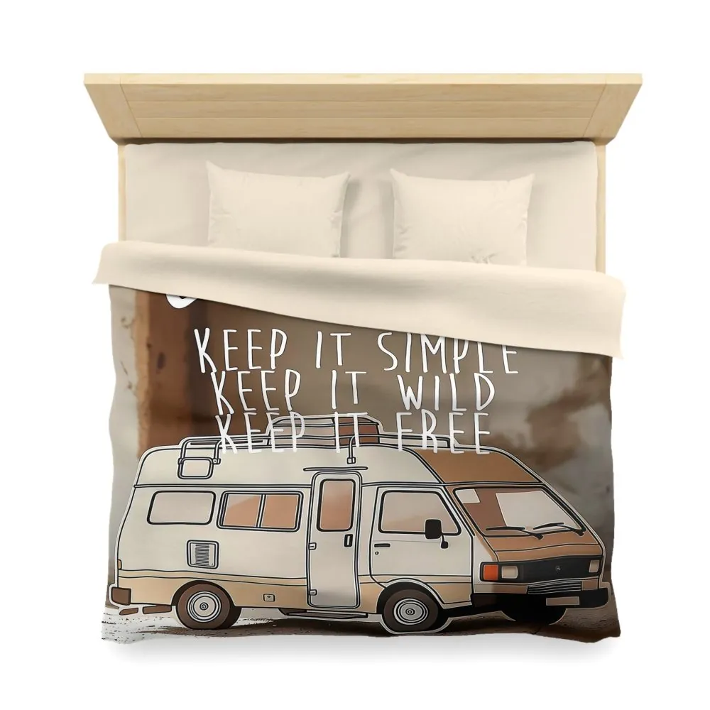 Duvet Cover — "Vanlife: Keep It Simple, Keep It Wild, Keep It Free"