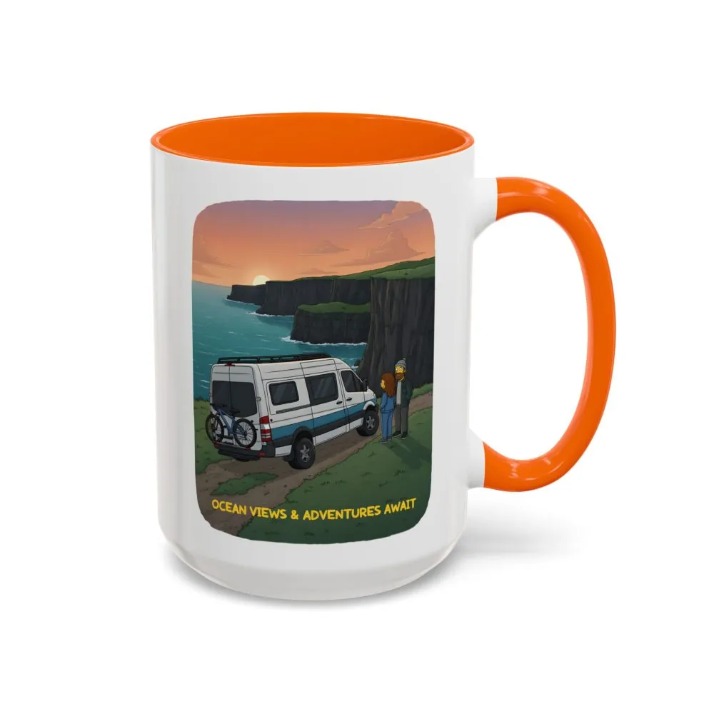 Accent Coffee Mug (11, 15oz) — "Ocean Views-Adventures Awaits" Design Sitcom-Line