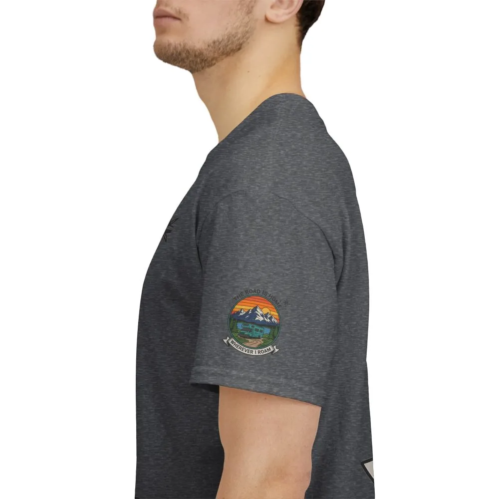 Unisex Heavy Cotton Tee  — 'The Road Is Home, Wherever I Roam' Retro Camper Tee
