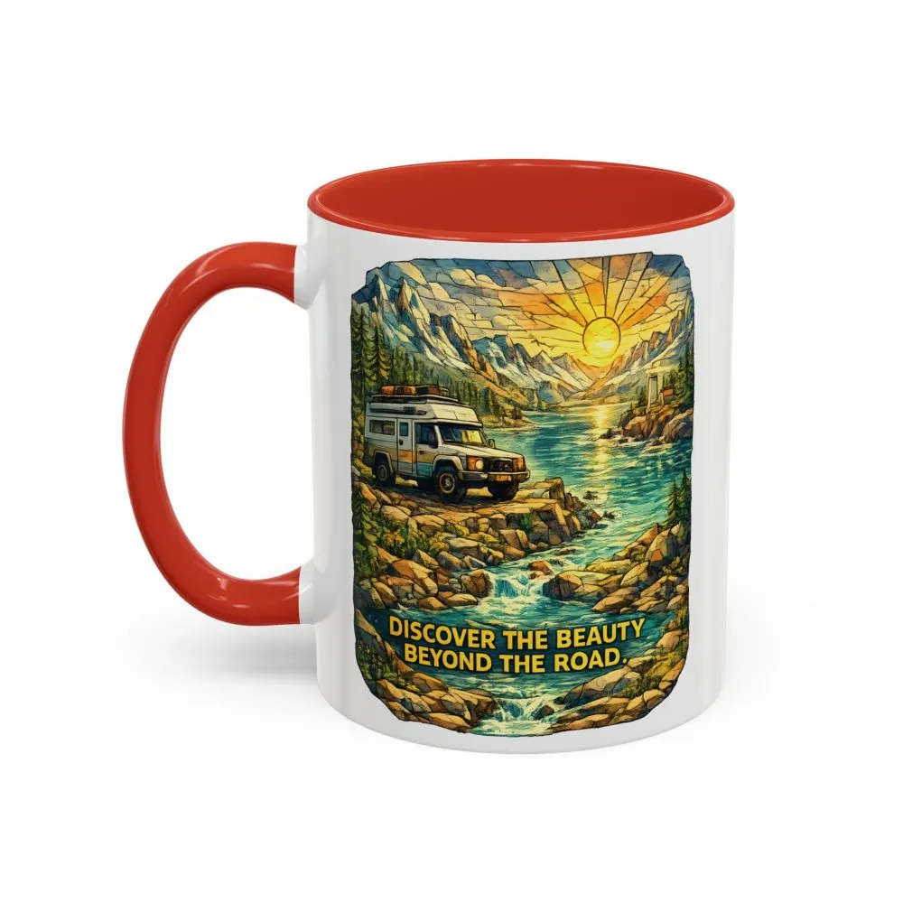 4350967730303513980_2048.jpeg Accent Coffee Mug (11, 15oz) — "Discover The Bieuty Beyond The Road" Design Cubic-Line
