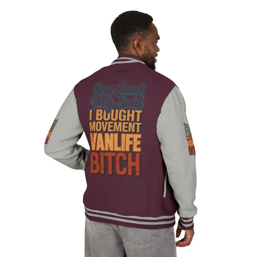435346994262048825_2048.jpeg Unisex Heavyweight Letterman Jacket — "Buy Land They Said" Design F**K-Line