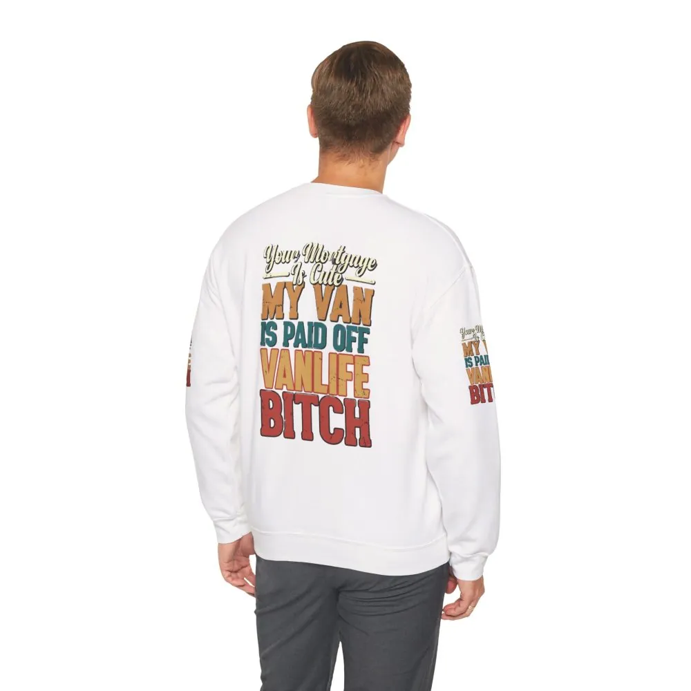 Unisex Heavy Blend™ Crewneck Sweatshirt — "Your Mortgage Is Cute" Design F**K-Line