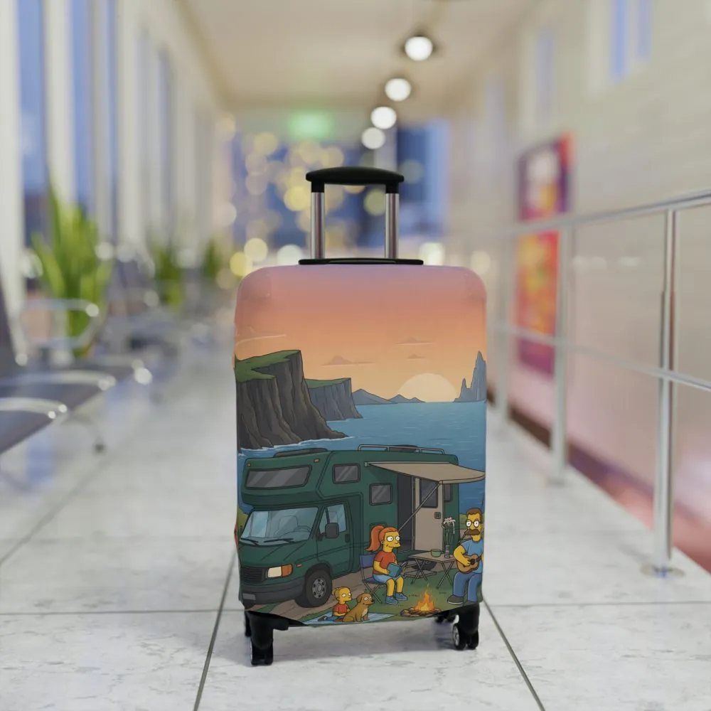 Luggage Cover — Adventure Camper Sketch Travel Suitcase(Design Sitcom-Line)