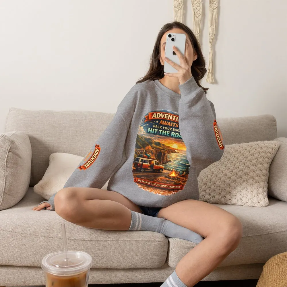 4366037993092207535_2048.jpeg Unisex Heavy Blend™ Crewneck Sweatshirt — "Adventure Awaits-Pack Your Bags" Design Scenic-Line