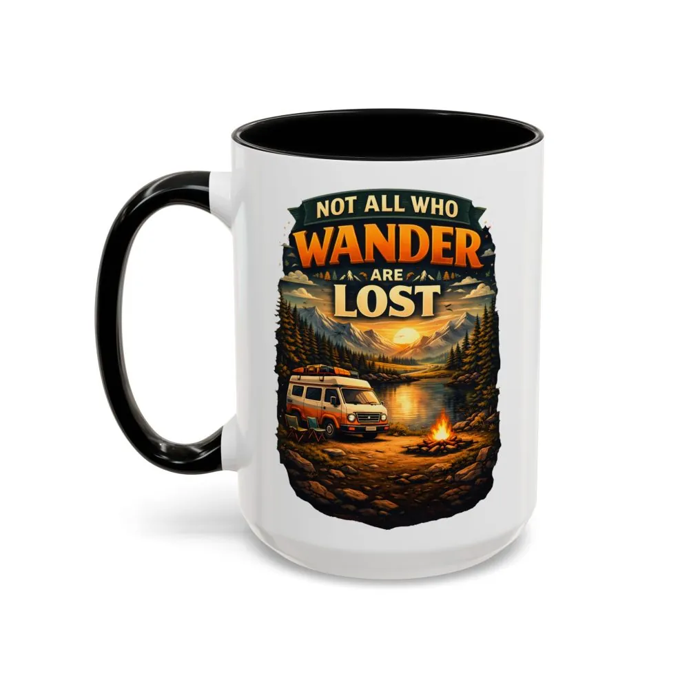 Accent Coffee Mug (11, 15oz) — "Not All Who Wander Are Lost" Design Scenic-Line