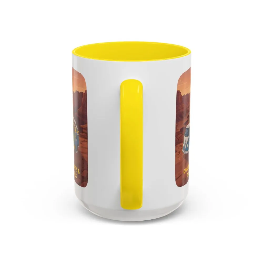 4389995534257100939_2048.jpeg Accent Coffee Mug (11, 15oz) — "Chasing Sunsets And Dusty Trails" Design Sitcom-Line