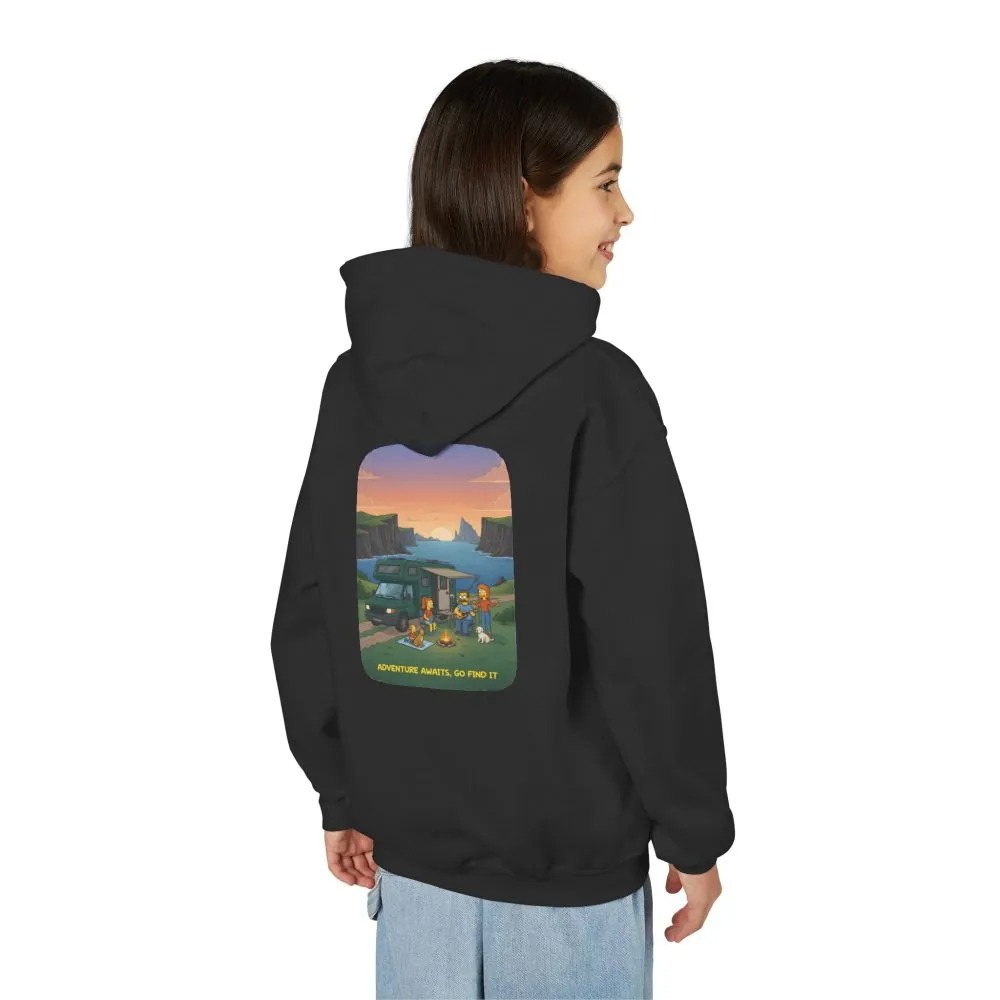 Youth Hoodie(Gildan) – "Adventure Awaits-Go Find It" (Design Sitcom-Line)
