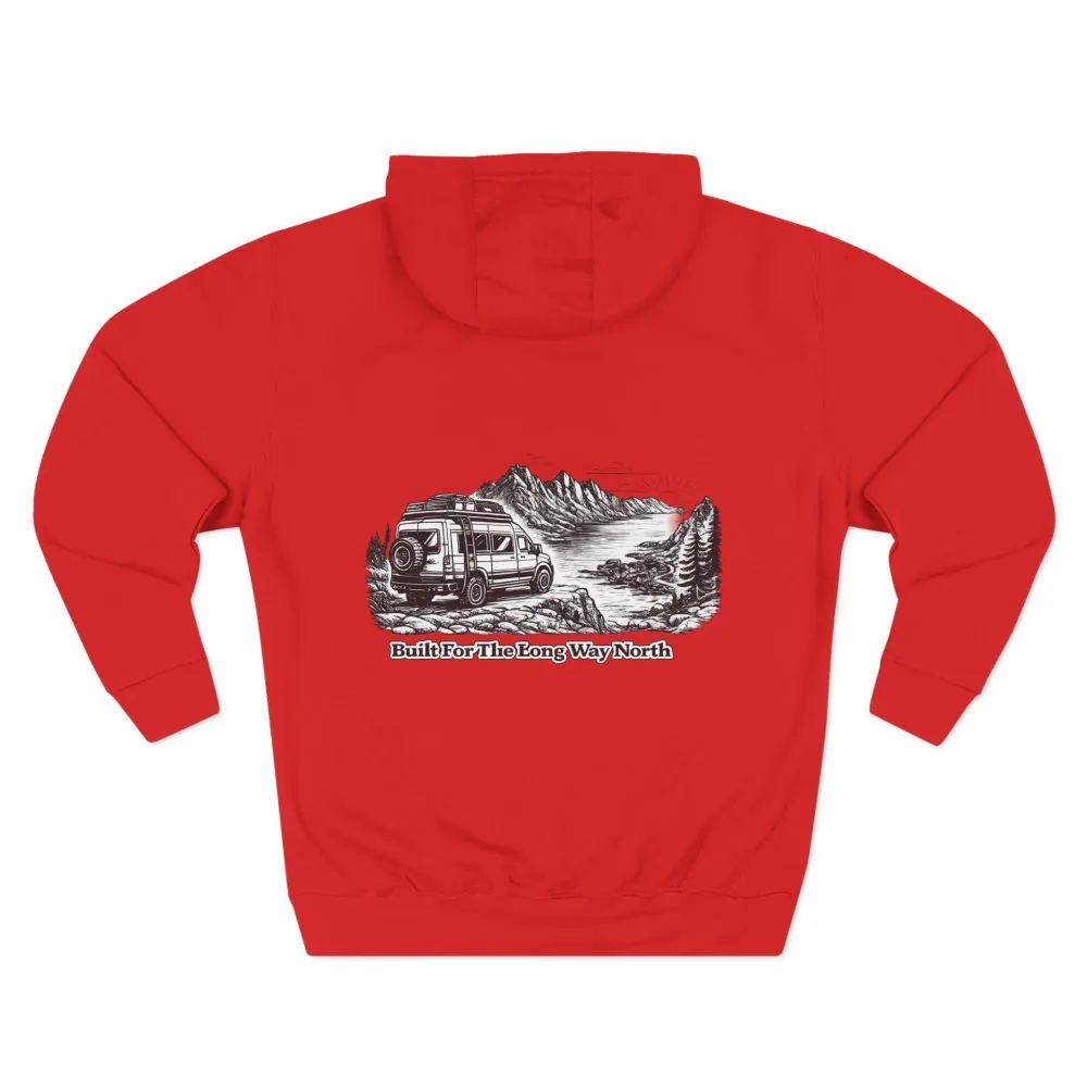 Three-Panel Fleece Hoodie - "Built For The Long Way North" Design Minimal-Line