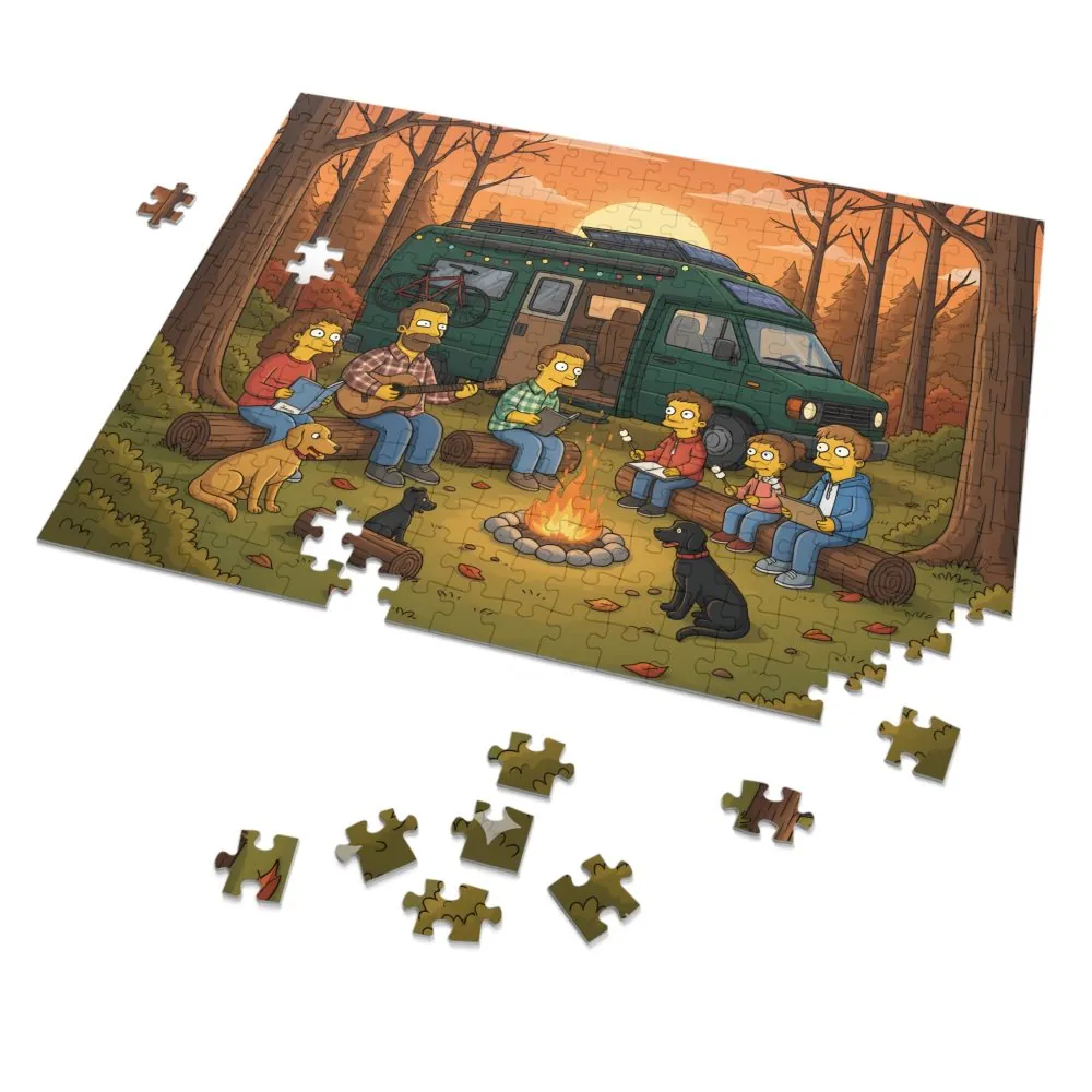 Jigsaw Puzzle with Tin — Scenic Camper Van Campfire
