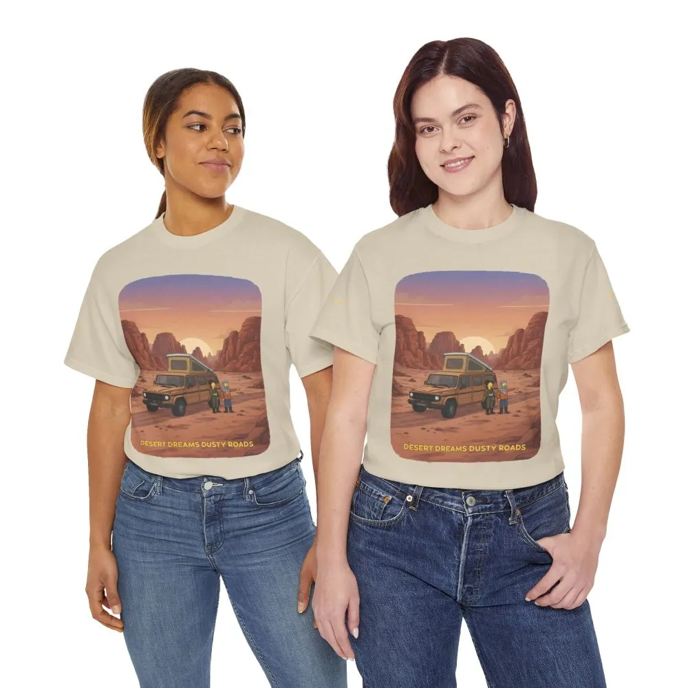 Unisex Heavy Cotton Tee — "Desert Dreams Dusty Roads" Design Sitcom-Line